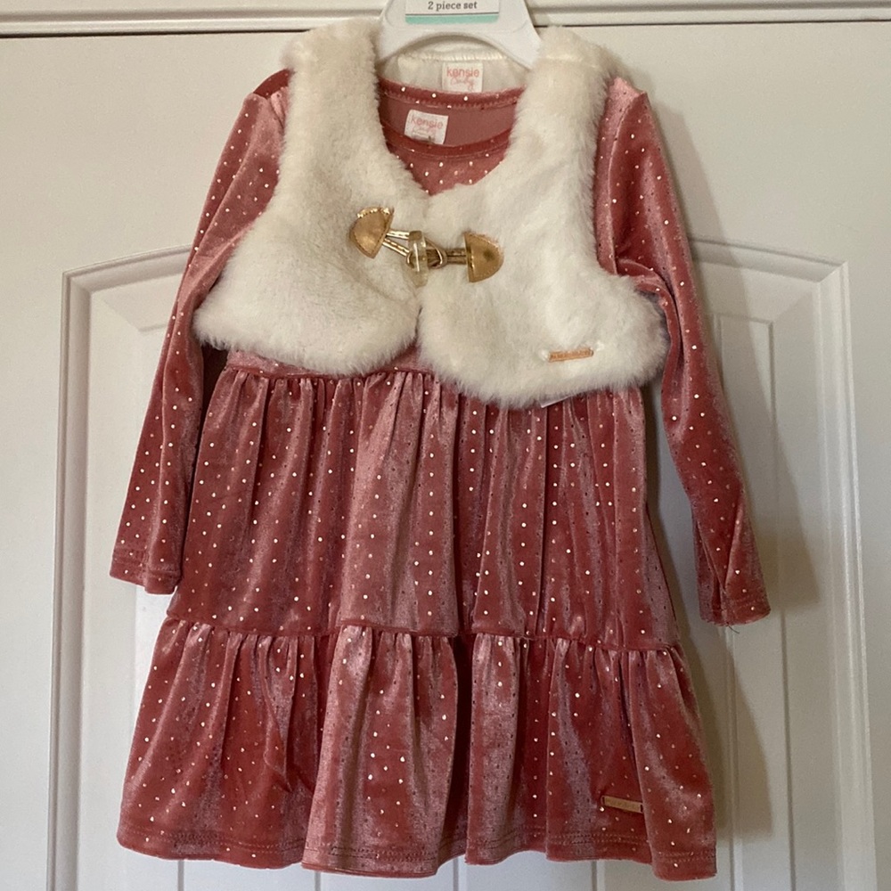 NWOT Kensie Baby pink Velvet dress 18 months